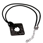 Necklace pendant square made of stainless steel PVD black coated with engraving LOVE INTERNATIONAL, cut-out in the middle
