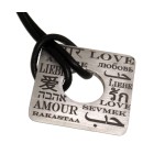 Necklace pendant square made of stainless steel with engraving LOVE INTERNATIONAL