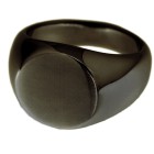 Stainless steel signet ring with round engraving area, 15mm, black