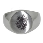 Signet ring made of stainless steel with a round engraving area with an individual engraving