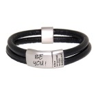 Bracelet made of black nappa leather with your engraving