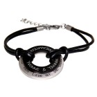 Leather bracelet with two discs and your individual engraving