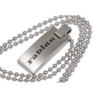 Pendant dog tag made of stainless steel with a curved surface and individual engraving