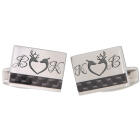 Stainless steel cufflinks with carbon inlay at the bottom and engraving