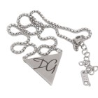 Pea chain 42cm made of stainless steel with triangular pendant and individual engraving