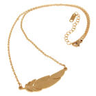 Filigree chain with fine feather pendant, stainless steel gold-colored coated