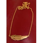Filigree chain with fine feather pendant, stainless steel gold-colored coated