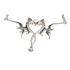 Back Belly Chain made of 925 sterling silver, dragon with crystal