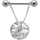 Nipple piercing with moving crystal, ball cage