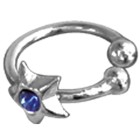 Silver nose clip with star and stone
