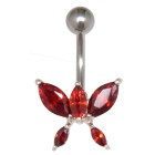 Piercing navel butterfly motif silver navette stones - a very extravagant butterfly