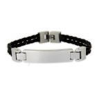Leather bracelet made of braided imitation leather with an engraving plate