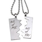 Two-piece partner pendant made of stainless steel with ALL OF ME engraving