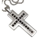Pendant steel - cross with crystals