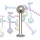 Labret lip stud made of titanium in 1.6mm thickness and different lengths and colors