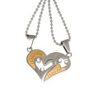 Partner pendant, two-tone heart, made of stainless steel