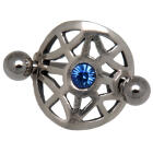 Piercing curved navel surgical steel rod - fighter shield 925 sterling silver