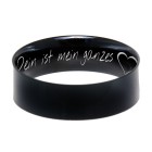 Stainless steel ring 6mm wide with black PVD coating and individual engraving