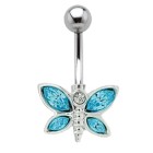 Navel piercing with 925 silver butterfly motif 475