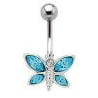 Navel piercing with 925 silver butterfly motif 475