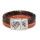 Echtlederarmband zwei Brauntöne, Verschluss Edelstahl, mit individueller Gravur