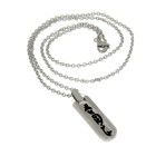 Steel chain pendant elongated with characters and 50cm long chain