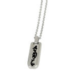 Steel chain pendant elongated with characters and 50cm long chain