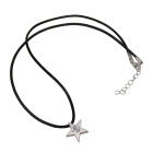 Stainless steel pendant asterisk with engraving and leather chain
