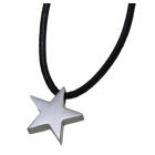 Stainless steel star pendant with leather chain
