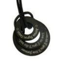 Three-part pendant made of stainless steel PVD black coated with individual engraving