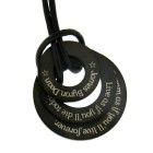 Three-part pendant made of stainless steel PVD black coated with individual engraving