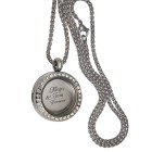 Round locket pendant SMALL made of polished stainless steel with crystals and individual engraving