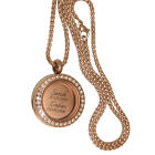 Round medallion pendant SMALL made of stainless steel PVD rose gold colored, polished with crystals and individual engraving