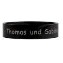 Smooth stainless steel ring 8mm wide with black PVD coating and desired engraving