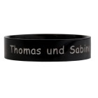 Smooth stainless steel ring 8mm wide with black PVD coating and desired engraving