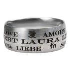 Stainless steel ring 9mm wide with love in different languages and individual name engraving