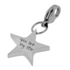 Star-shaped charm pendant for charm bracelets with individual engraving