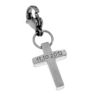 Cross-shaped charm pendant for charm bracelets with your individual engraving