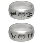 Stainless steel ring 9mm wide with your personal zodiac sign