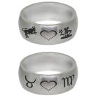 Stainless steel ring 9mm wide with your personal zodiac sign