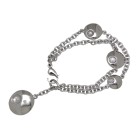 Double bracelet with round links made of stainless steel, 19.5cm long