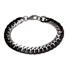 Two-tone steel and black PVD bracelet with lobster clasp 21.5cm