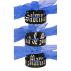 Partner rings made of stainless steel black PVD coated smooth with a split desired engraving