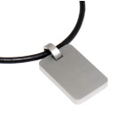 Rectangular dog tag stainless steel, 23x15mm, with leather chain