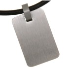 Rectangular dog tag stainless steel, 23x15mm, with leather chain