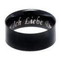Stainless steel ring smooth and black PVD coated 8mm wide with individual engraving