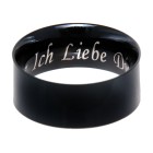 Stainless steel ring smooth and black PVD coated 8mm wide with individual engraving