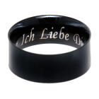 Stainless steel ring smooth and black PVD coated 8mm wide with individual engraving