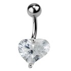 Navel piercing 1.6x10mm with a slanted heart