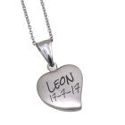 Heart-shaped pendant made of stainless steel with pink crystals and your engraving